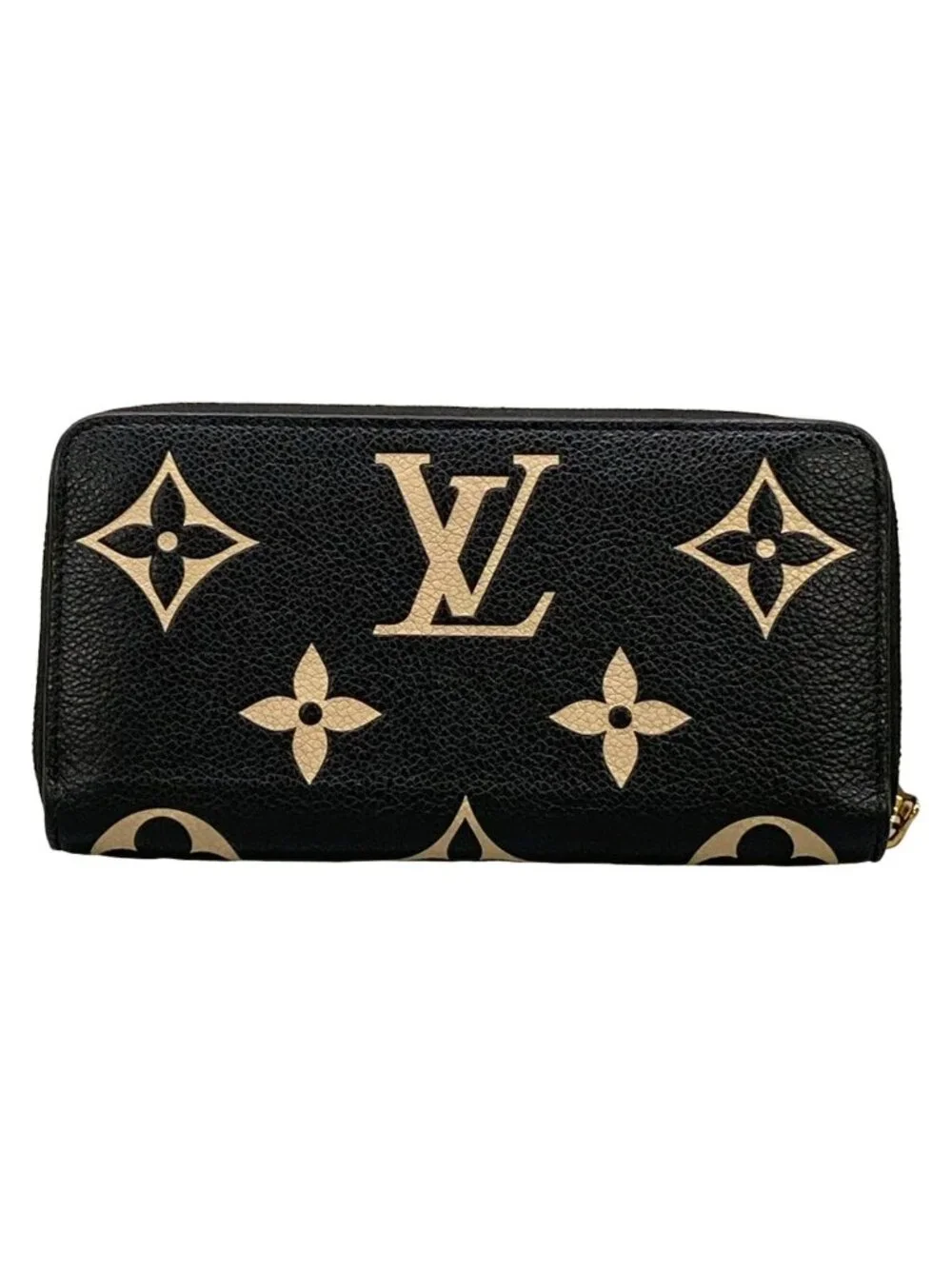 Louis Vuitton Wallet Bicolor Monogram Empreinte Zippy Black Beige Leather